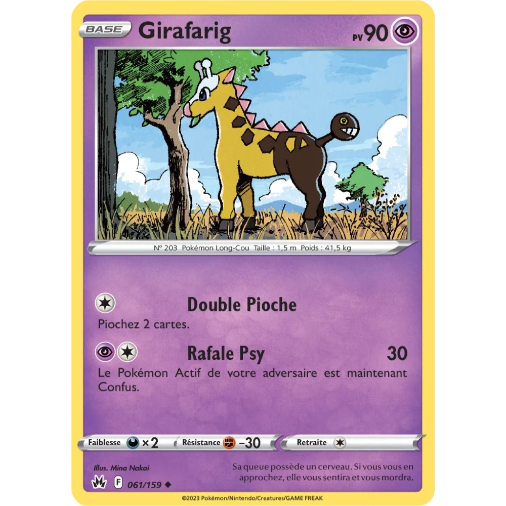 Carte Girafarig - Peu commune (Brillante) de Pokémon Zénith Suprême 061/159