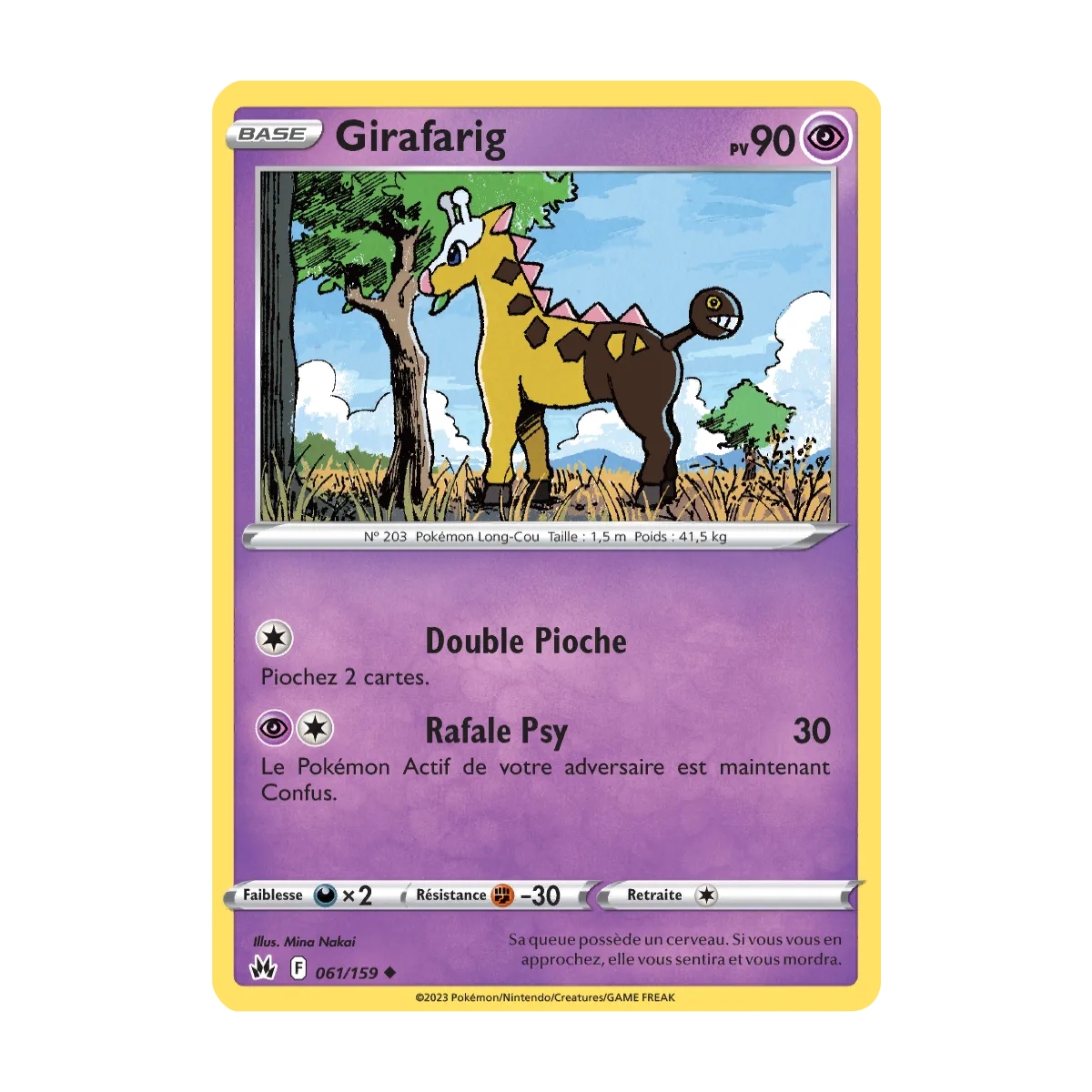 Carte Girafarig - Peu commune (Brillante) de Pokémon Zénith Suprême 061/159