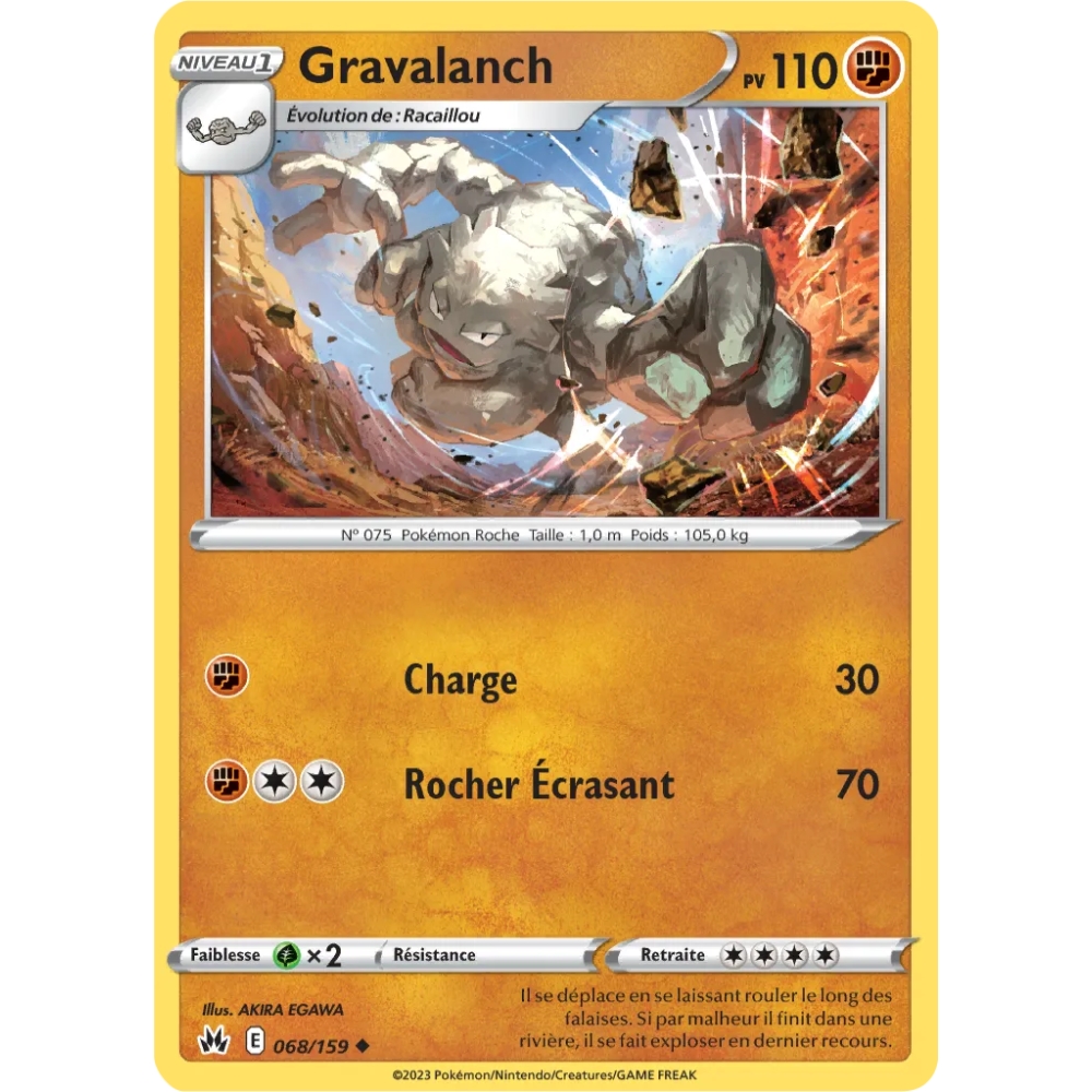 Carte Gravalanch - Peu commune (Brillante) de Pokémon Zénith Suprême 068/159