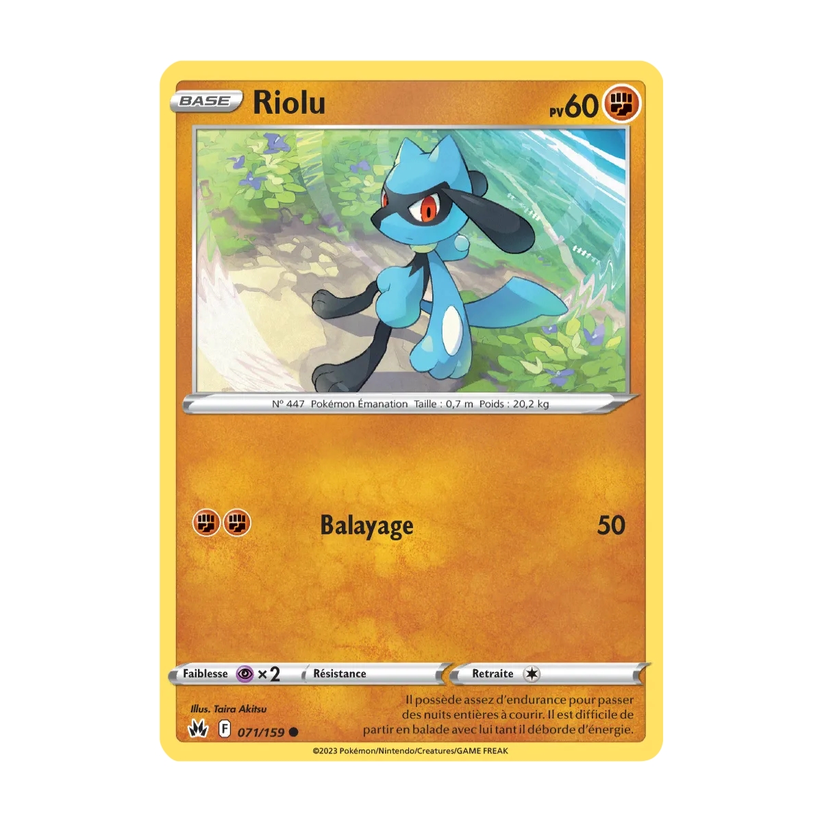 Carte Riolu - Commune (Brillante) de Pokémon Zénith Suprême 071/159