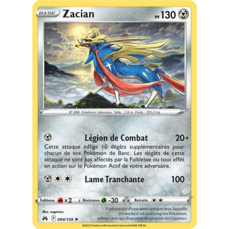 Découvrez Zacian, carte Holographique rare de la série Zénith Suprême