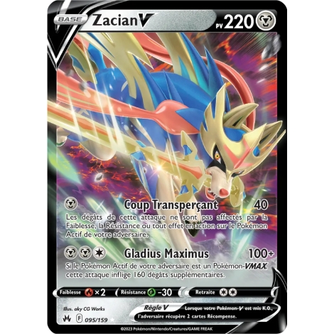 Zacian 095/159 : Joyau Holographique rare V de l'extension Pokémon Zénith Suprême