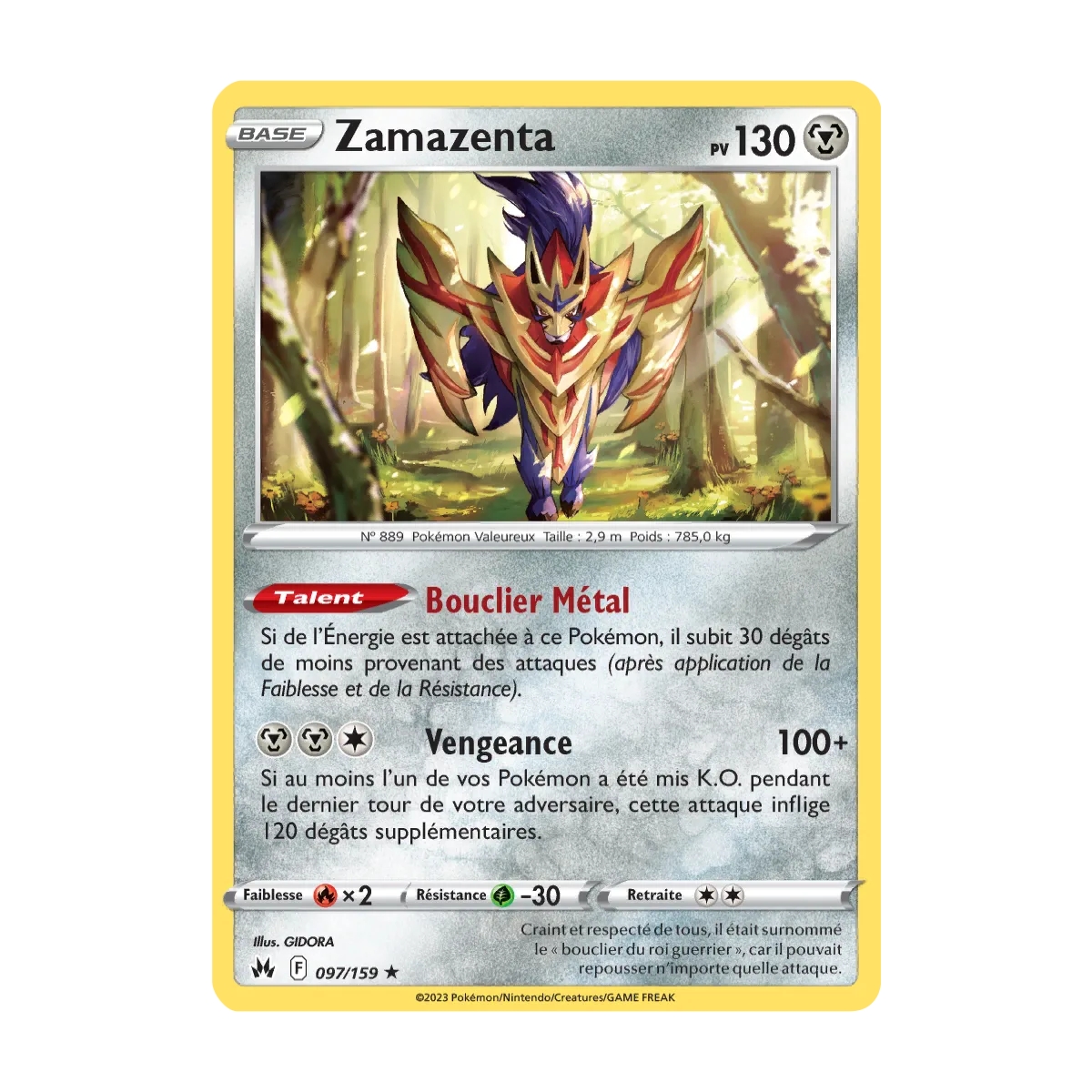 Carte Zamazenta - Holographique rare de Pokémon Zénith Suprême 097/159