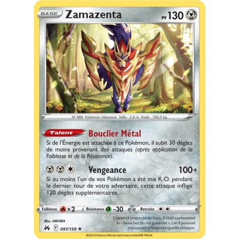 Carte Zamazenta - Holographique rare de Pokémon Zénith Suprême 097/159