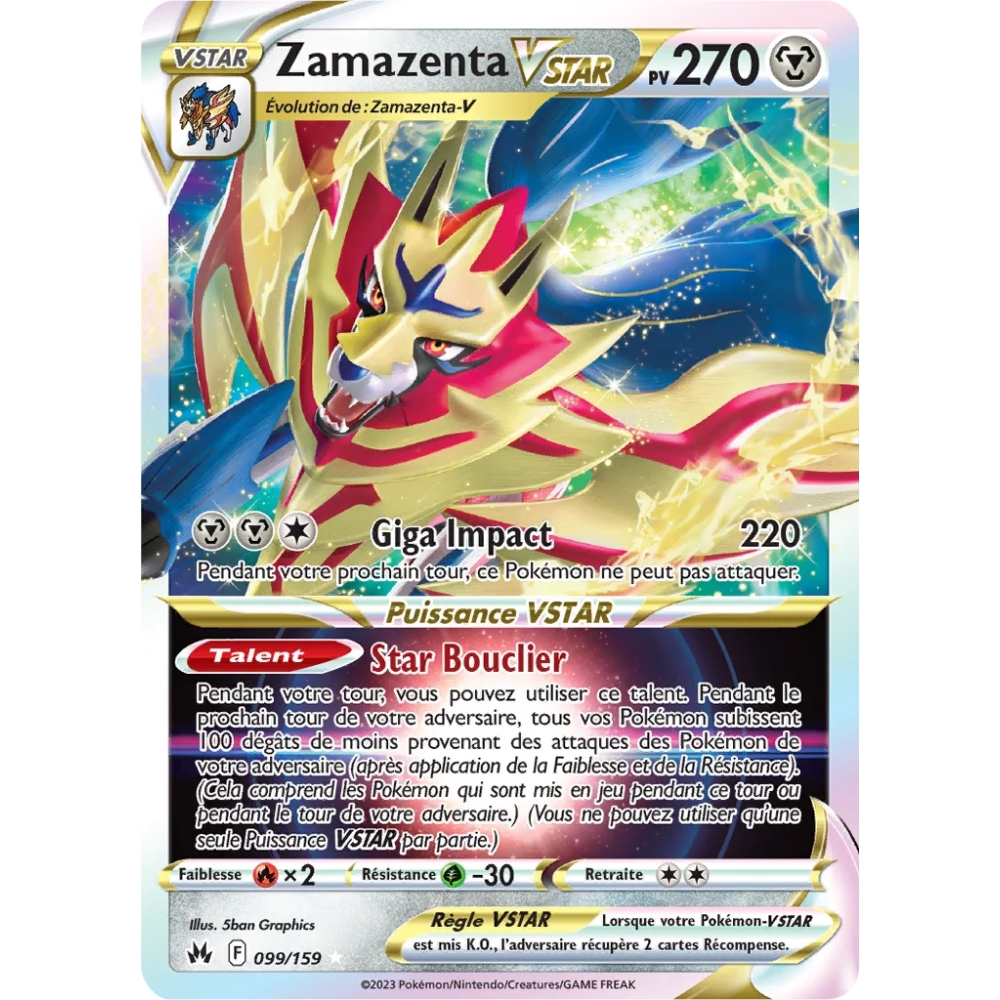 Carte Zamazenta - Holographique rare STAR de Pokémon Zénith Suprême 099/159