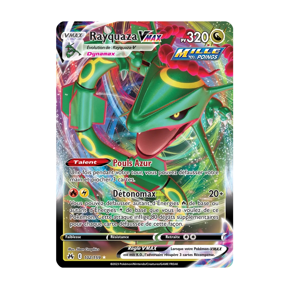 Découvrez Rayquaza, carte Holographique rare VMAX de la série Zénith Suprême