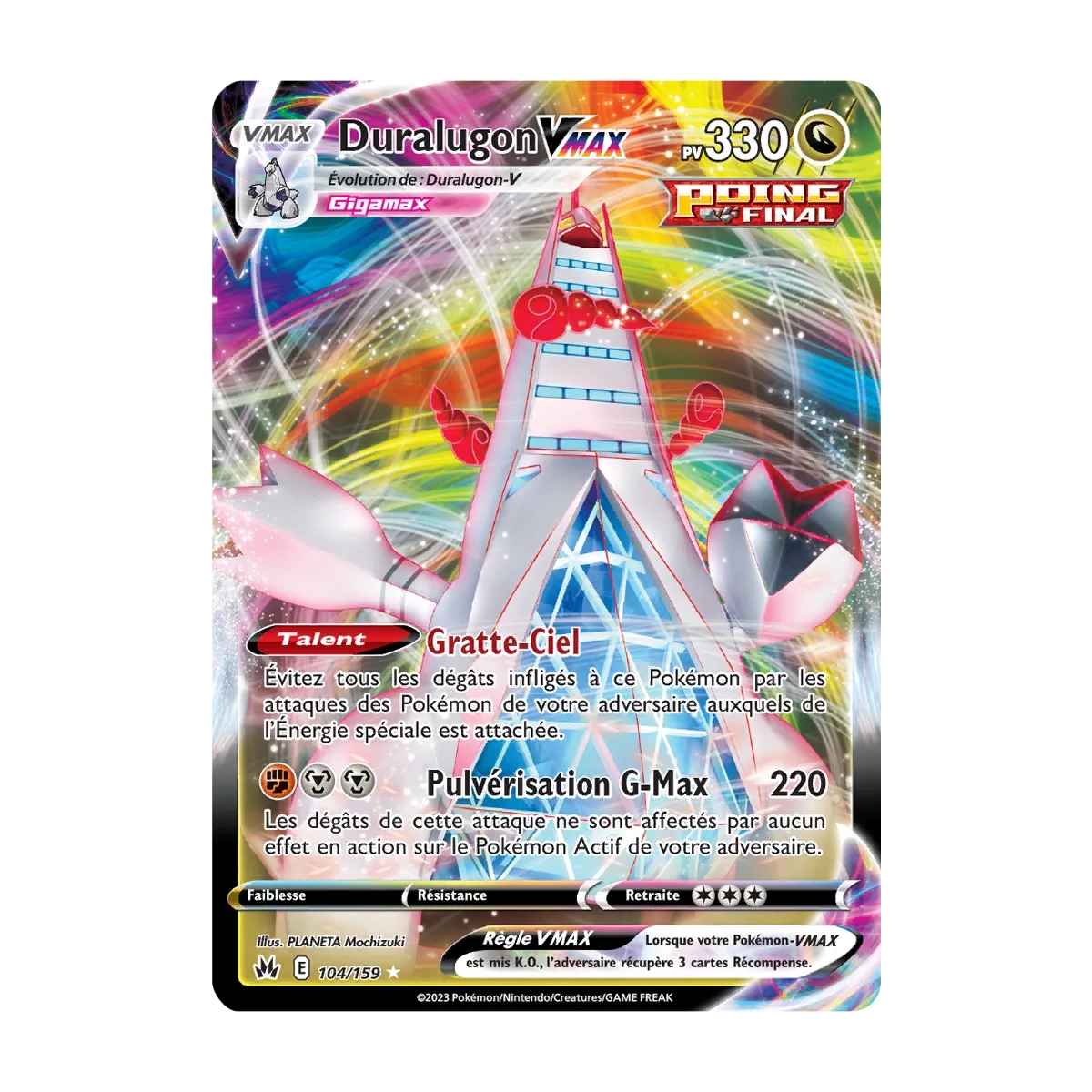 Duralugon 104/159 : Joyau Holographique rare VMAX de l'extension Pokémon Zénith Suprême