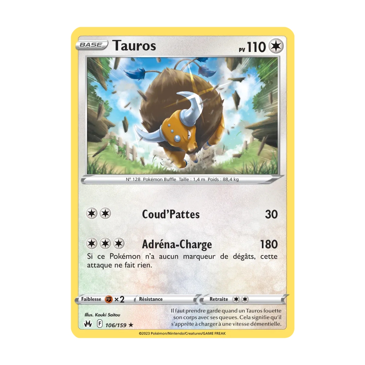 Carte Tauros - Rare (Brillante) de Pokémon Zénith Suprême 106/159