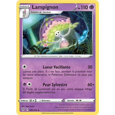 Lampignon 080/189 : Joyau Peu commune (Brillante) de l'extension Pokémon Épée et Bouclier Ténèbres Embrasées