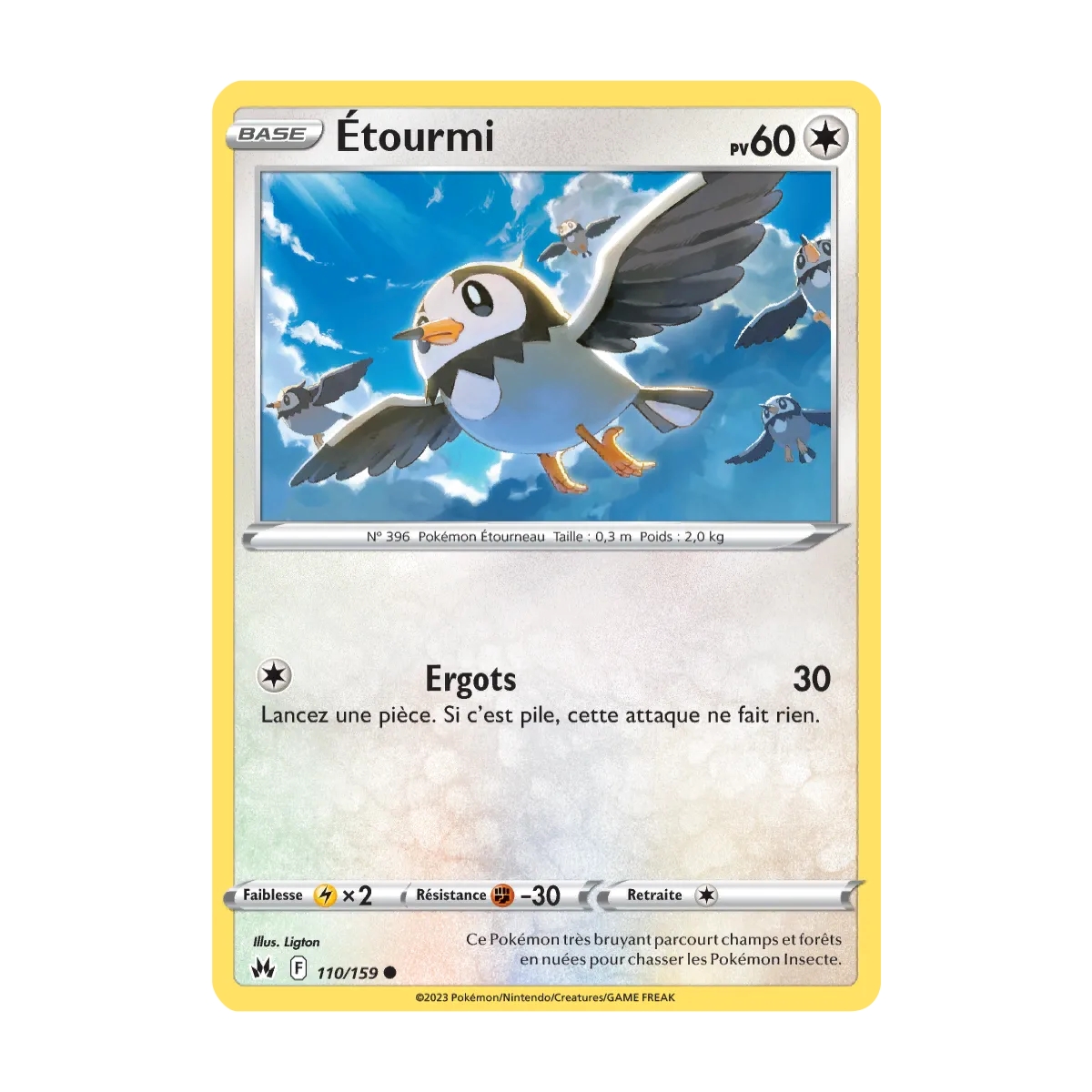 Carte Étourmi - Commune (Brillante) de Pokémon Zénith Suprême 110/159