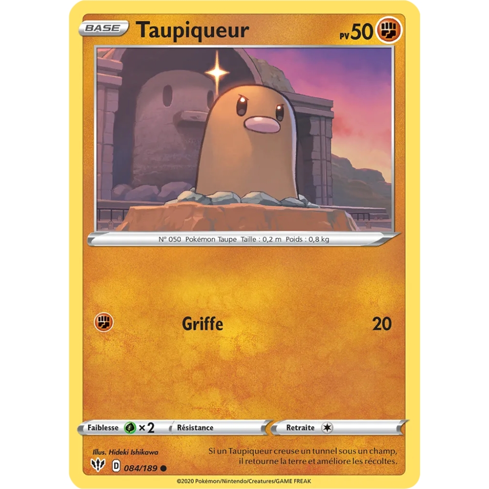 Carte Taupiqueur - Commune (Brillante) de Pokémon Épée et Bouclier Ténèbres Embrasées 084/189