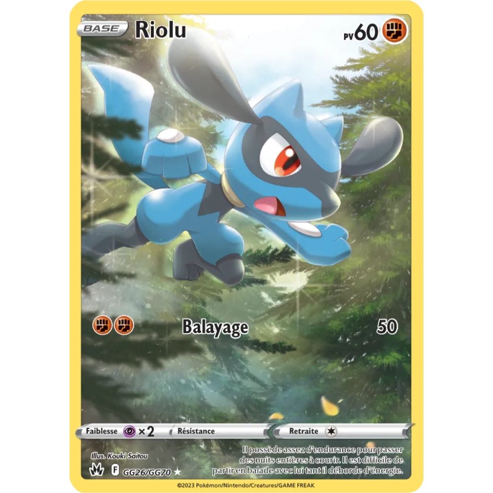 Riolu GG26/GG70 : Joyau Galerie de Galar holographique rare de l'extension Pokémon Zénith Suprême