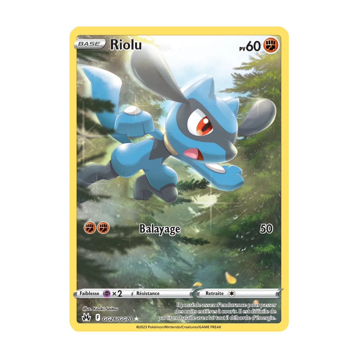 Riolu GG26/GG70 : Joyau Galerie de Galar holographique rare de l'extension Pokémon Zénith Suprême