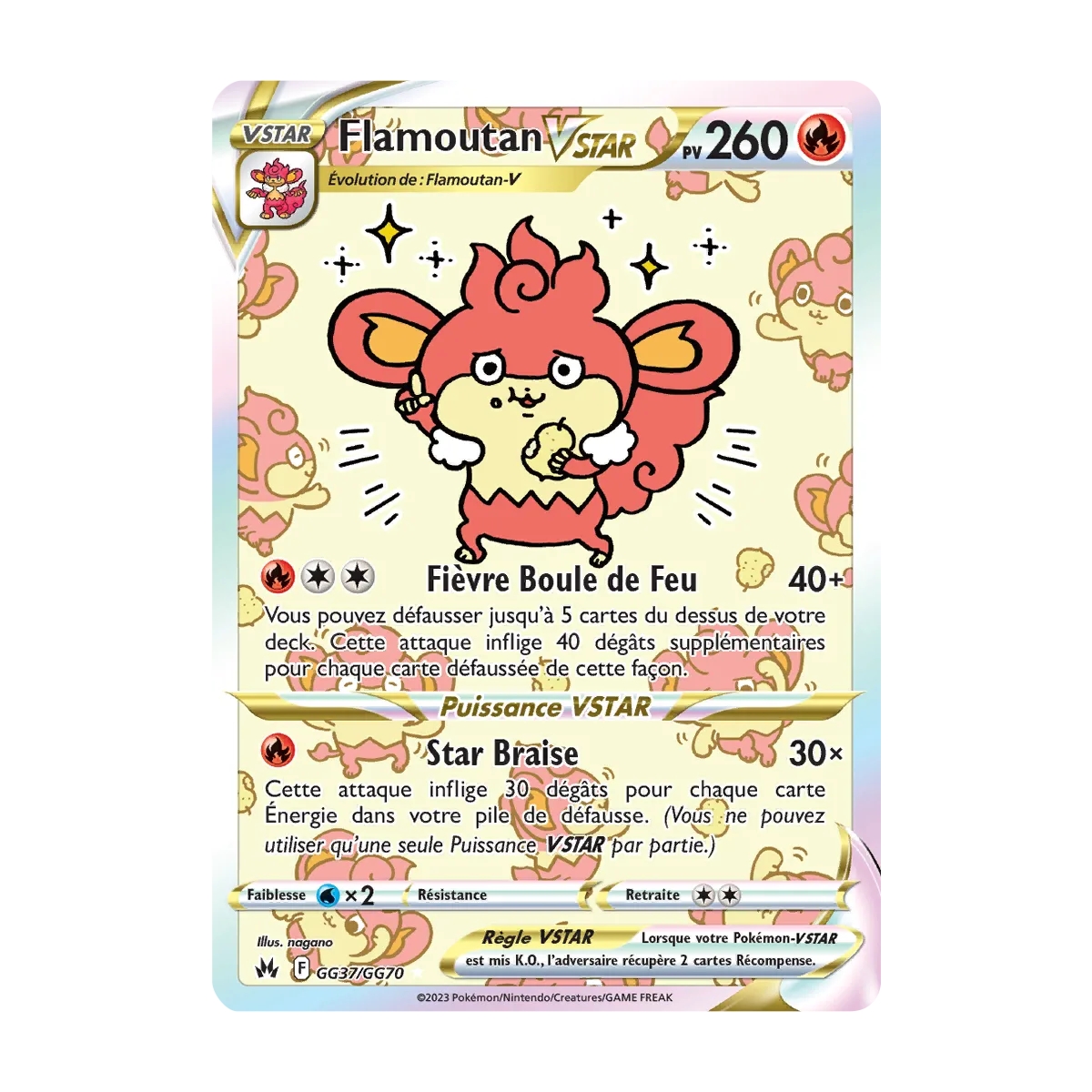 Flamoutan GG37/GG70 : Joyau Galerie de Galar ultra rare de l'extension Pokémon Zénith Suprême