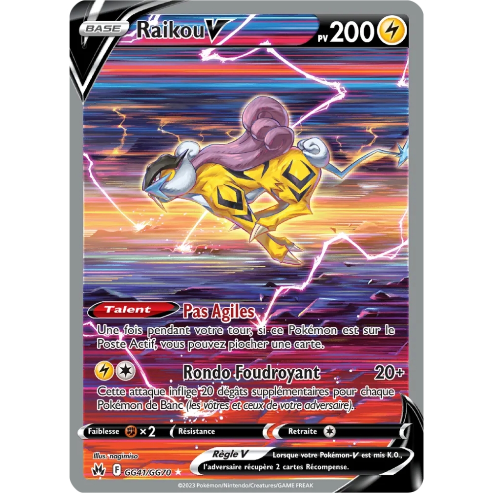 Carte Raikou - Galerie de Galar ultra rare de Pokémon Zénith Suprême GG41/GG70