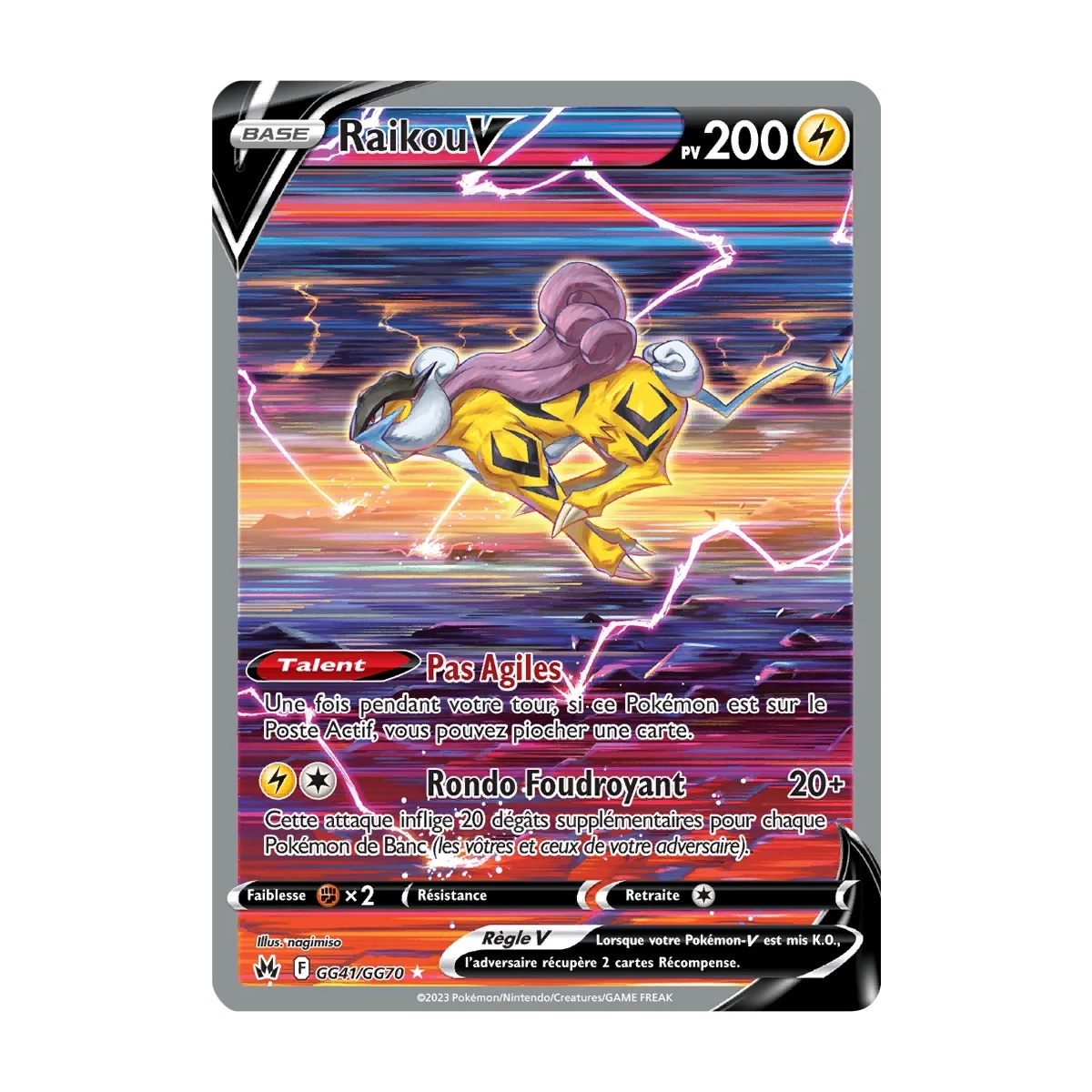 Carte Raikou - Galerie de Galar ultra rare de Pokémon Zénith Suprême GG41/GG70