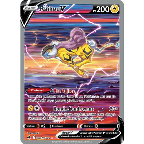 Carte Raikou - Galerie de Galar ultra rare de Pokémon Zénith Suprême GG41/GG70