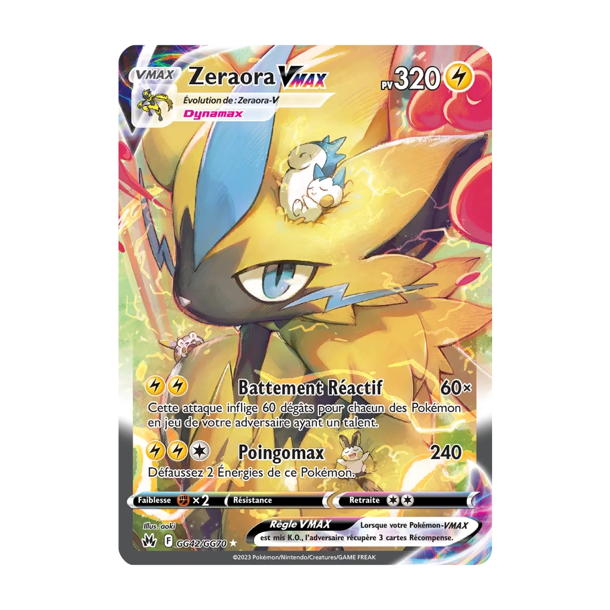 Carte Zeraora - Galerie de Galar ultra rare de Pokémon Zénith Suprême GG42/GG70