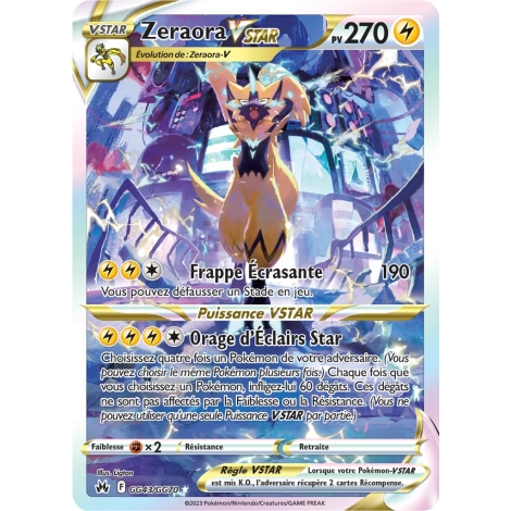 Zeraora GG43/GG70 : Joyau Galerie de Galar ultra rare de l'extension Pokémon Zénith Suprême