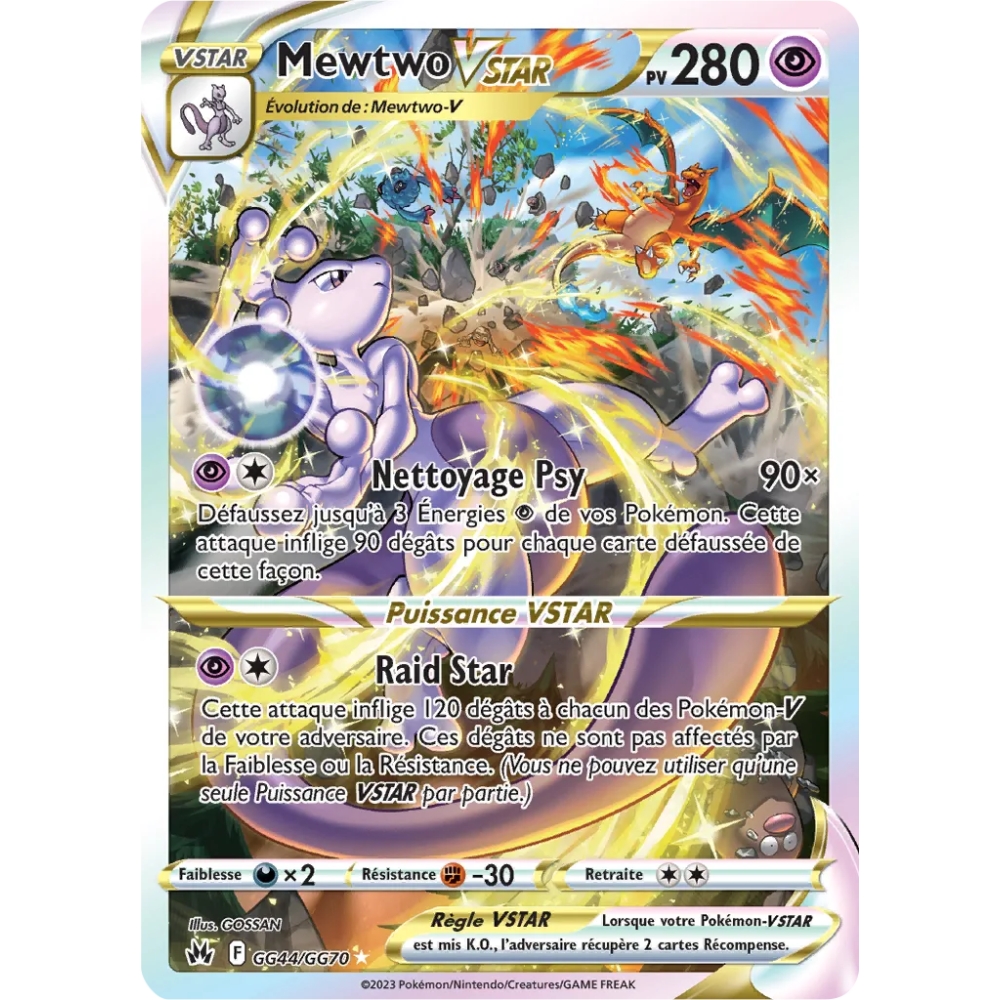 Carte Mewtwo - Galerie de Galar ultra rare de Pokémon Zénith Suprême GG44/GG70