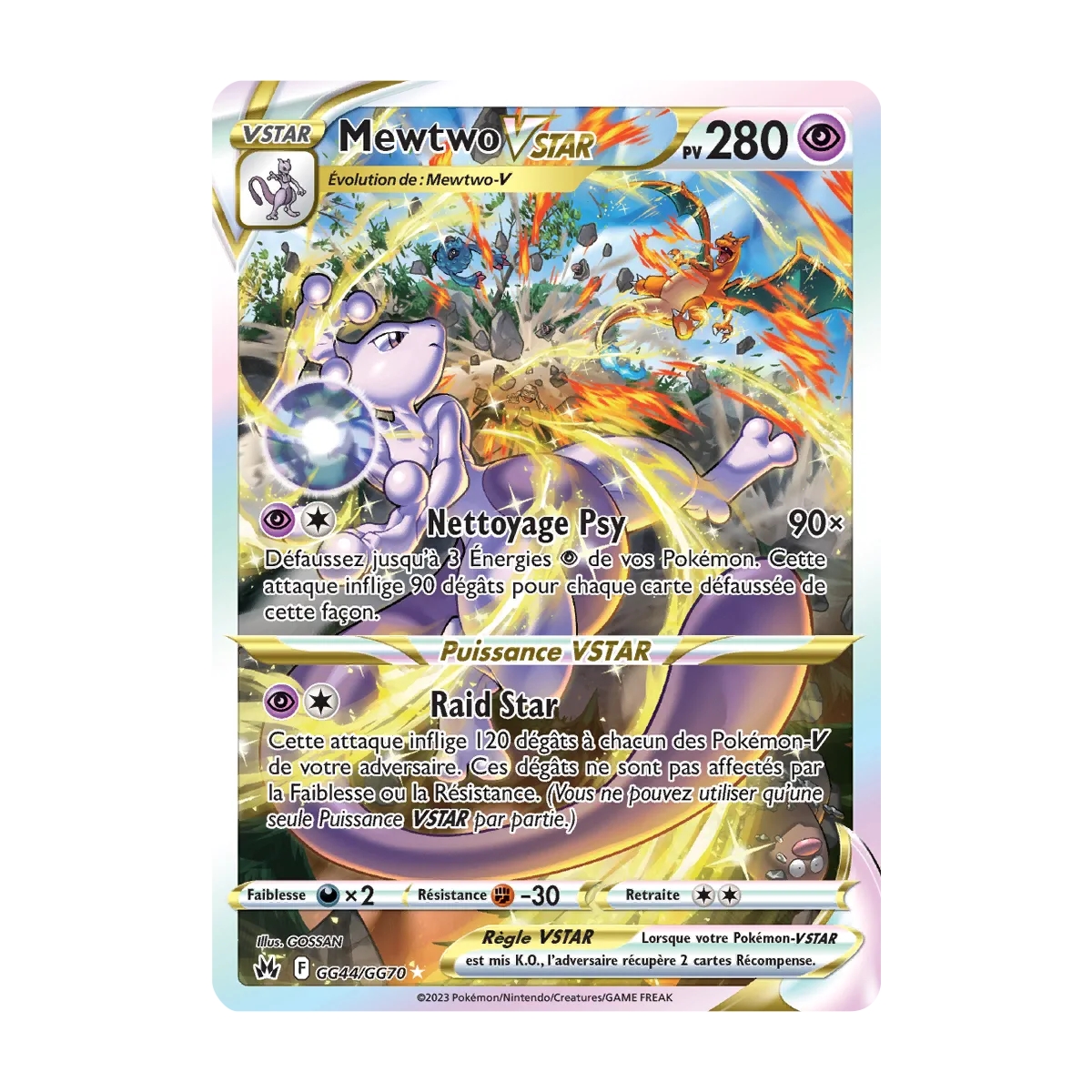 Carte Mewtwo - Galerie de Galar ultra rare de Pokémon Zénith Suprême GG44/GG70