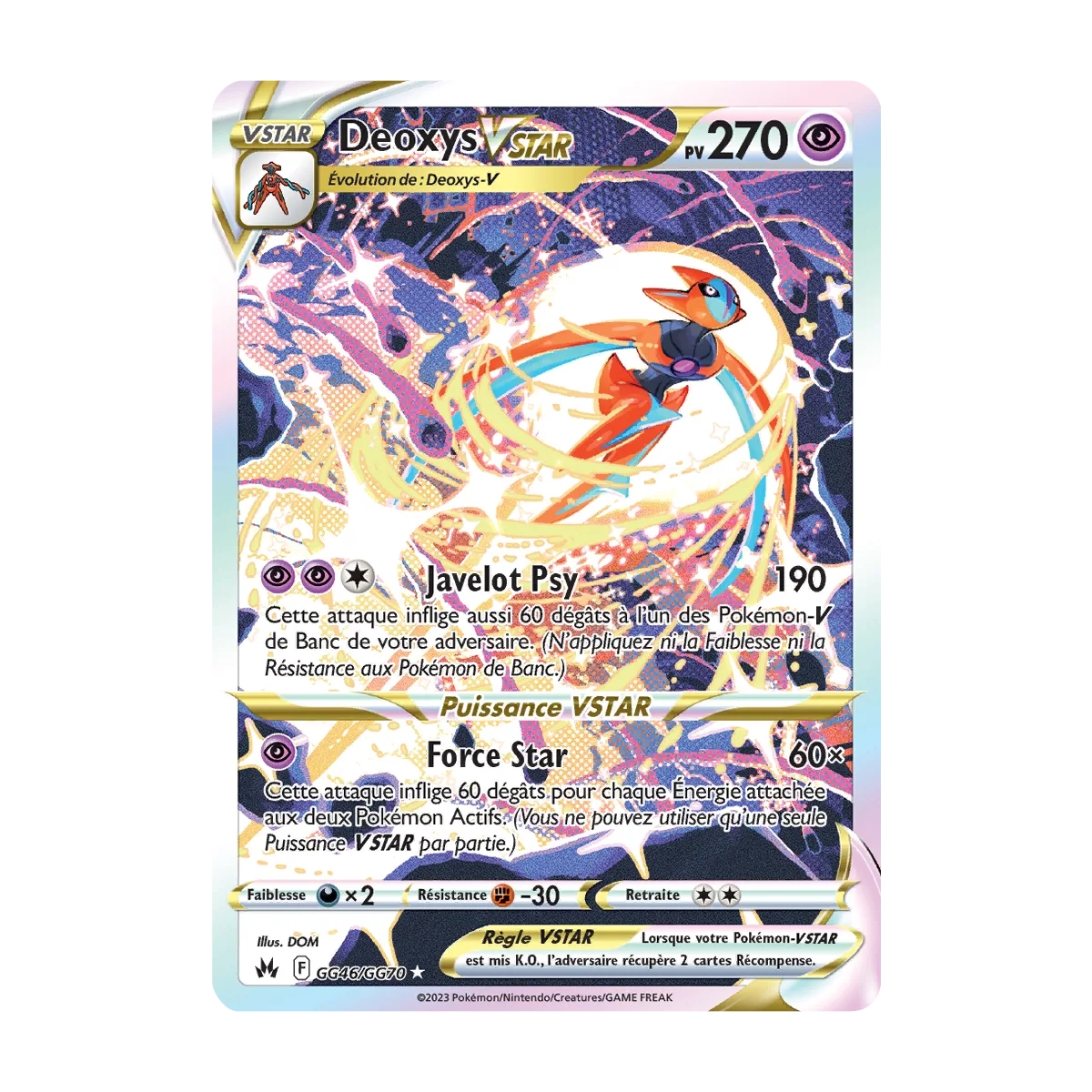 Carte Deoxys - Galerie de Galar ultra rare de Pokémon Zénith Suprême GG46/GG70