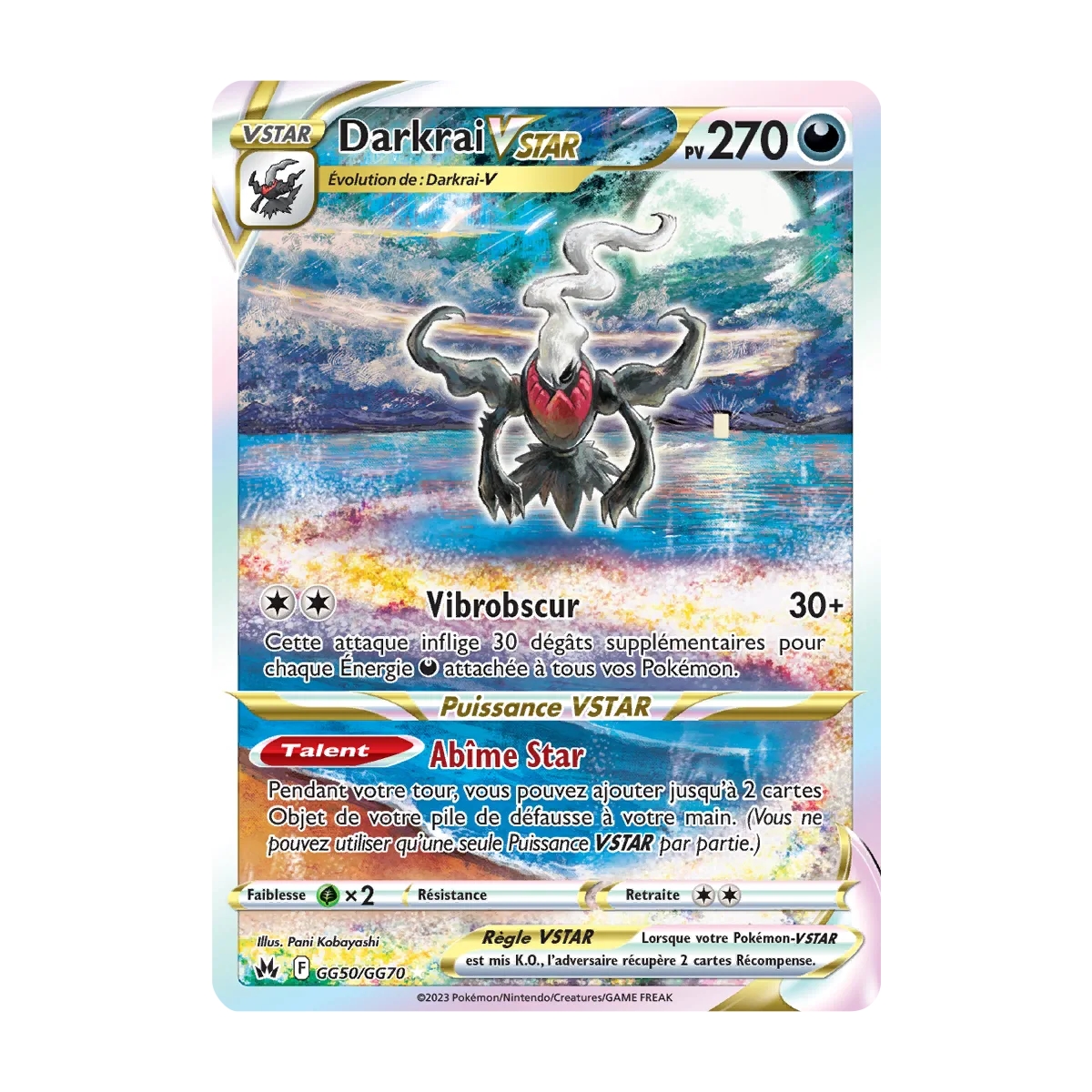 Darkrai GG50/GG70 : Joyau Galerie de Galar ultra rare de l'extension Pokémon Zénith Suprême