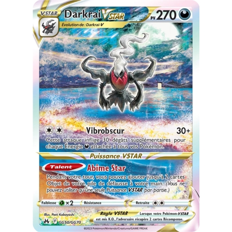 Darkrai GG50/GG70 : Joyau Galerie de Galar ultra rare de l'extension Pokémon Zénith Suprême