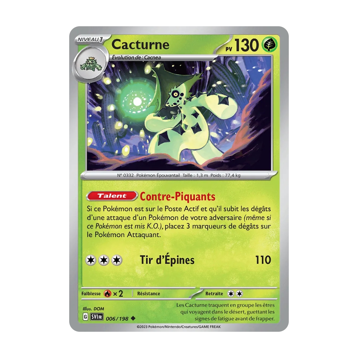 Carte Cacturne - Peu commune (Brillante) de Pokémon Écarlate et Violet 006/198