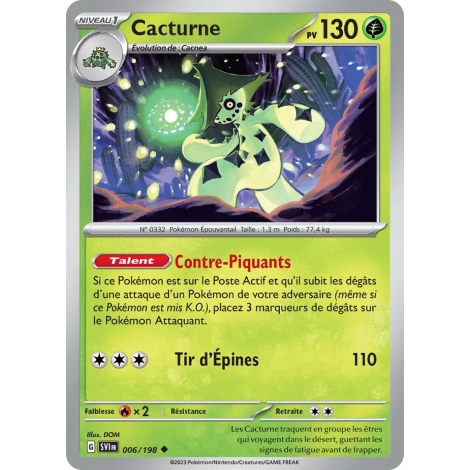 Carte Cacturne - Peu commune (Brillante) de Pokémon Écarlate et Violet 006/198