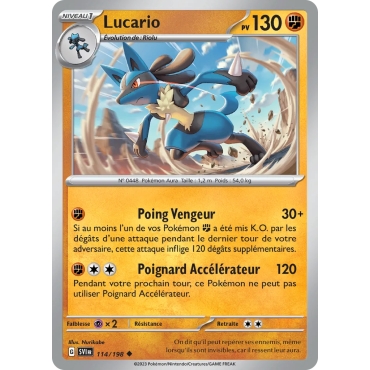 Carte Lucario - Peu commune (Brillante) de Pokémon Écarlate et Violet 114/198