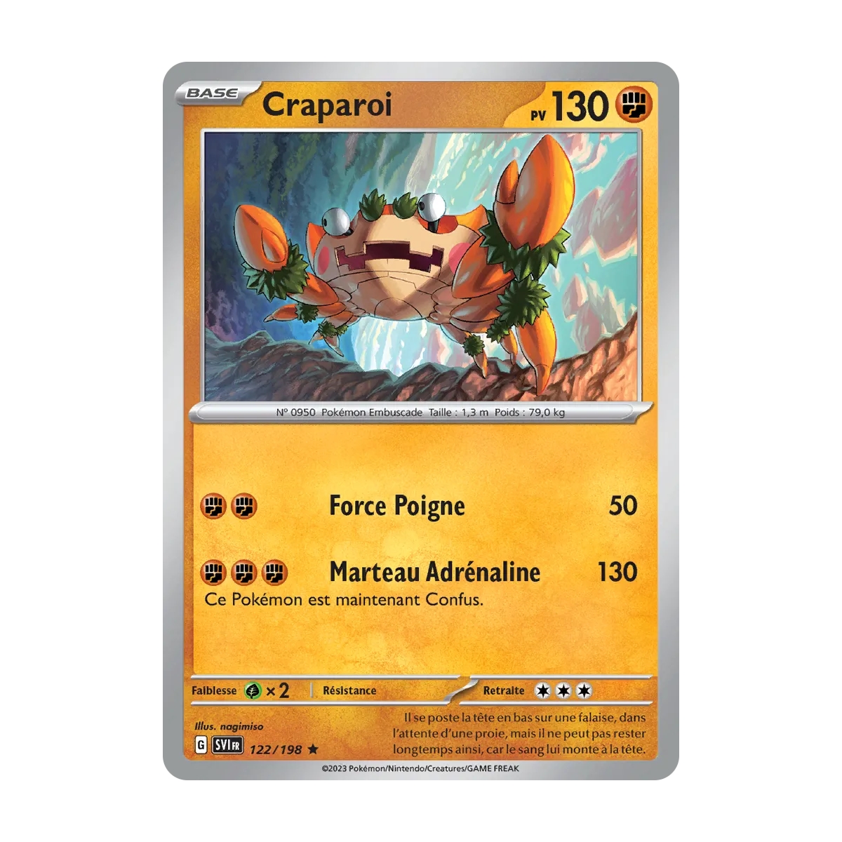 Carte Craparoi Rare (Brillante) de Pokémon Écarlate et Violet 122/198