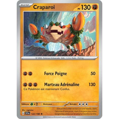 Carte Craparoi Rare (Brillante) de Pokémon Écarlate et Violet 122/198