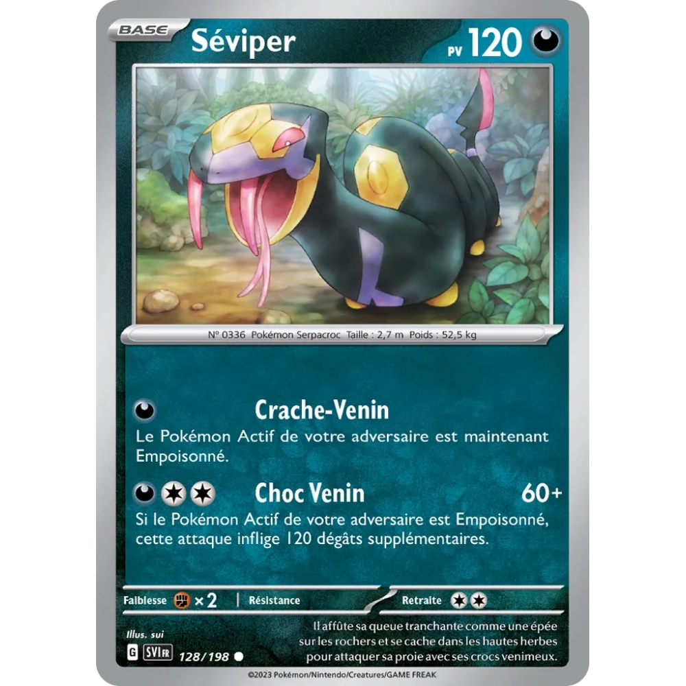 Carte Séviper - Commune (Brillante) de Pokémon Écarlate et Violet 128/198