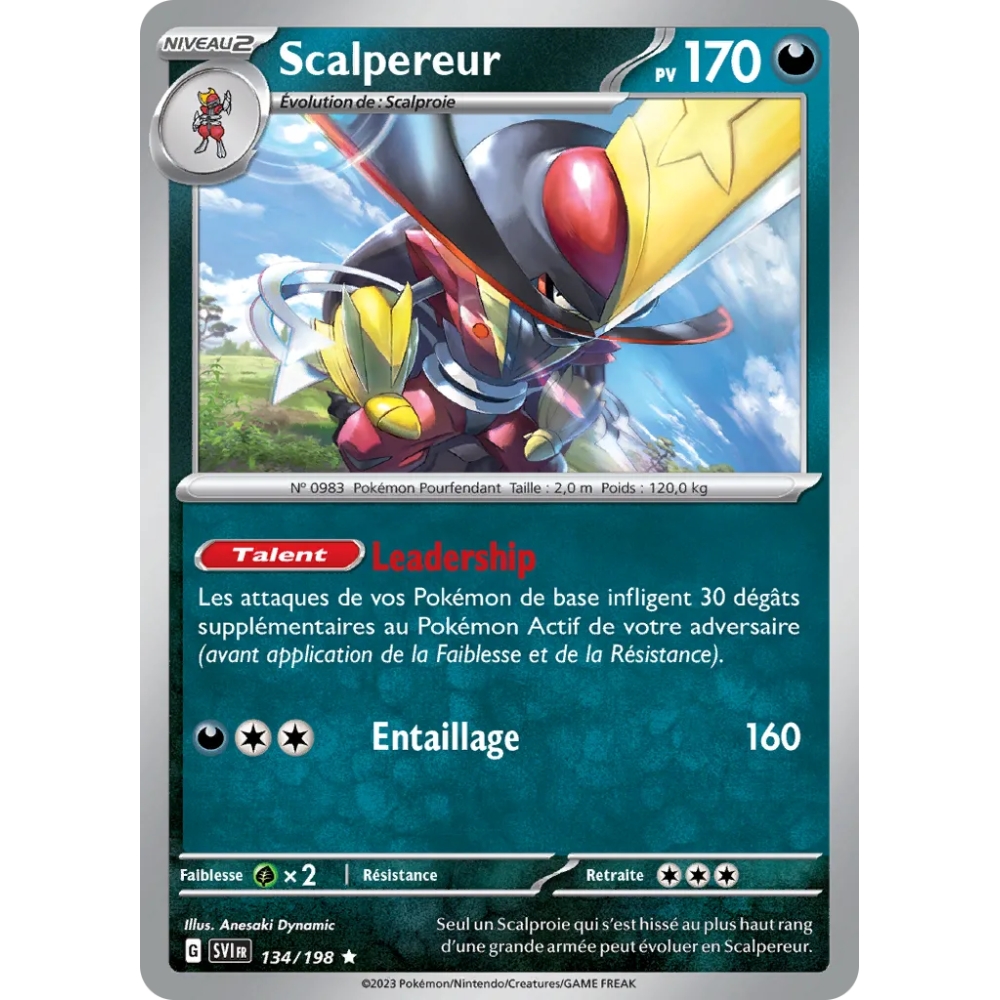 Scalpereur Rare (Brillante) de Pokémon Écarlate et Violet 134/198