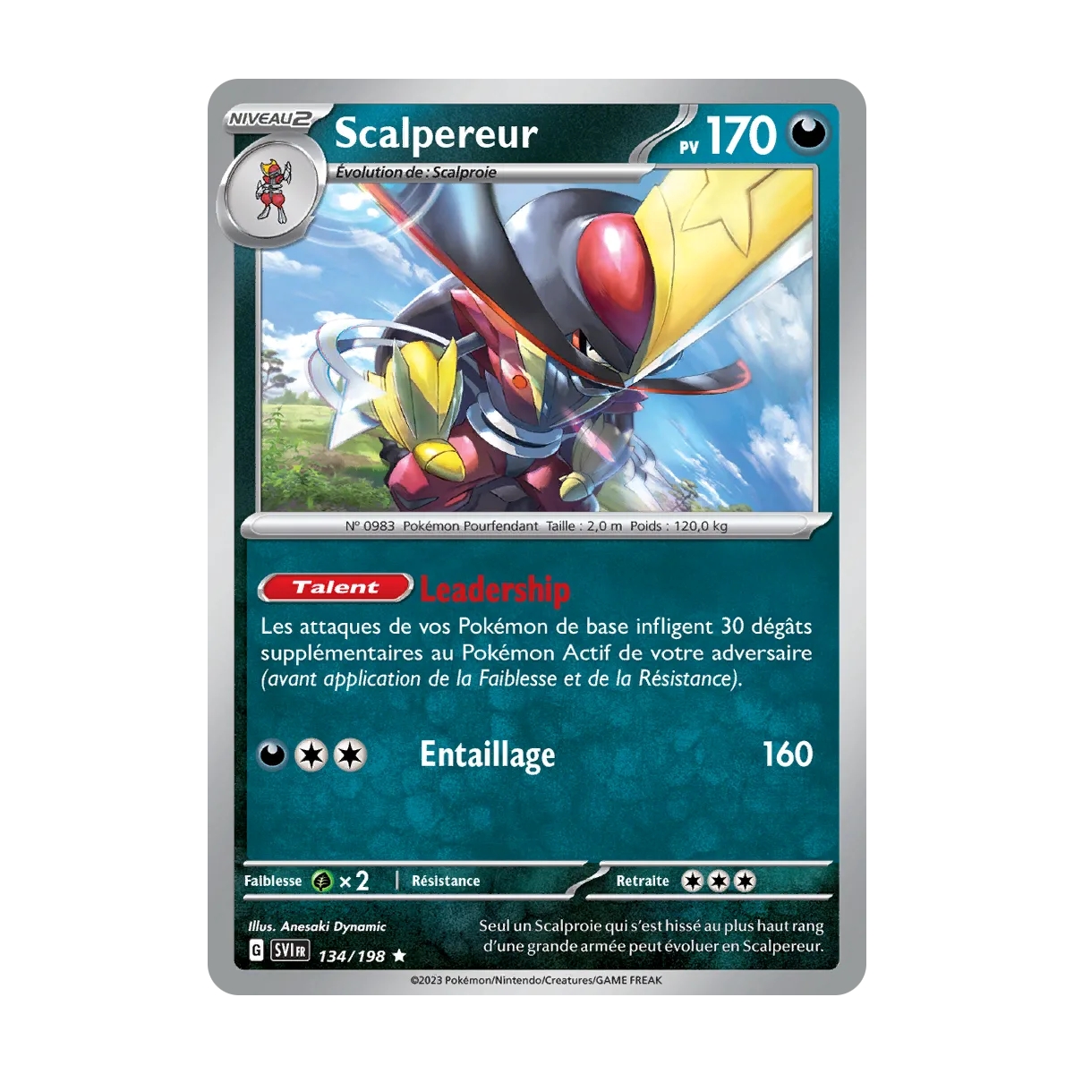 Scalpereur Rare (Brillante) de Pokémon Écarlate et Violet 134/198