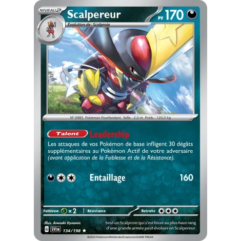 Scalpereur Rare (Brillante) de Pokémon Écarlate et Violet 134/198