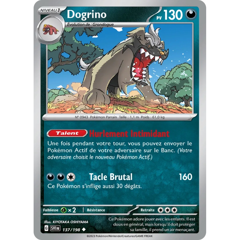 Carte Dogrino - Peu commune (Brillante) de Pokémon Écarlate et Violet 137/198