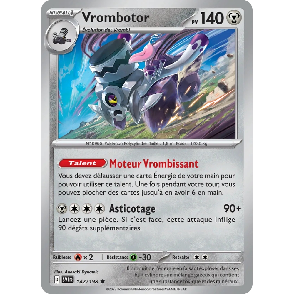 Carte Vrombotor - Rare (Brillante) de Pokémon Écarlate et Violet 142/198