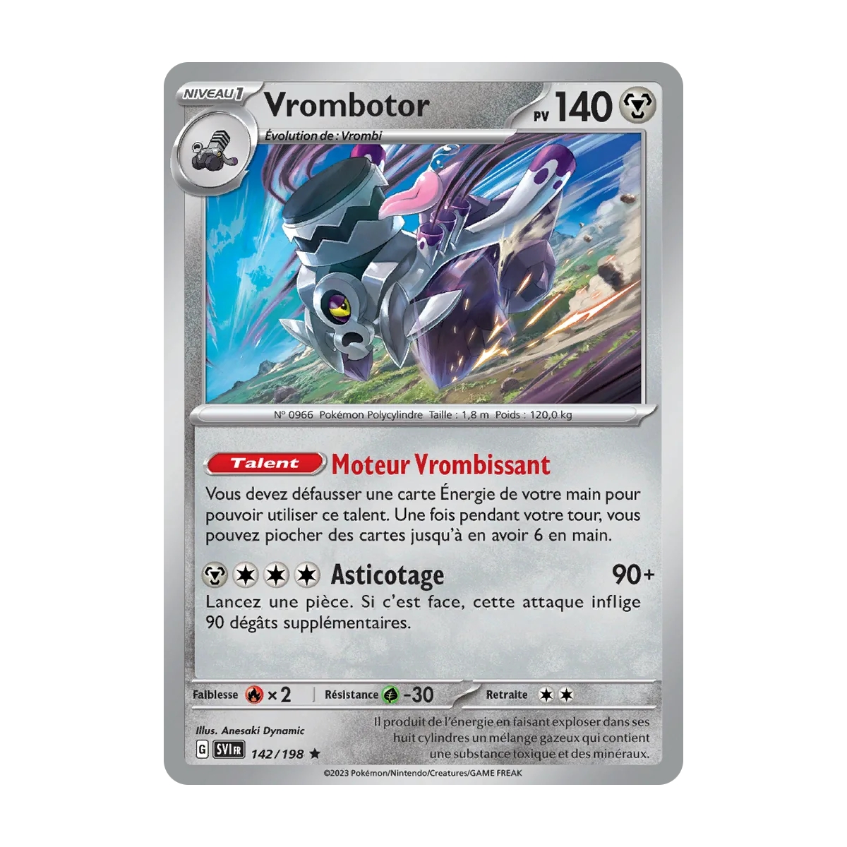 Carte Vrombotor Rare (Brillante) de Pokémon Écarlate et Violet 142/198