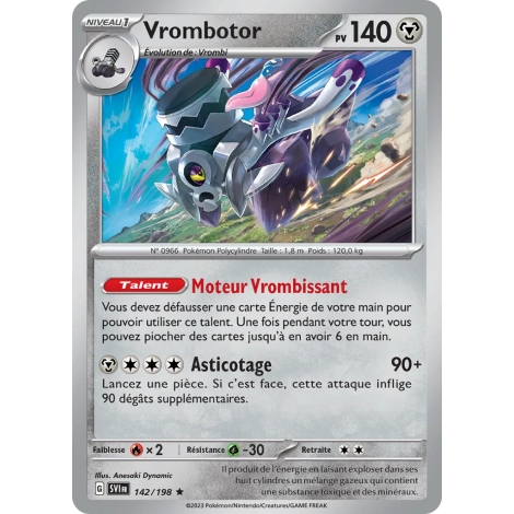 Carte Vrombotor Rare (Brillante) de Pokémon Écarlate et Violet 142/198