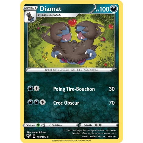 Diamat 109/189 : Joyau Peu commune (Brillante) de l'extension Pokémon Épée et Bouclier Ténèbres Embrasées