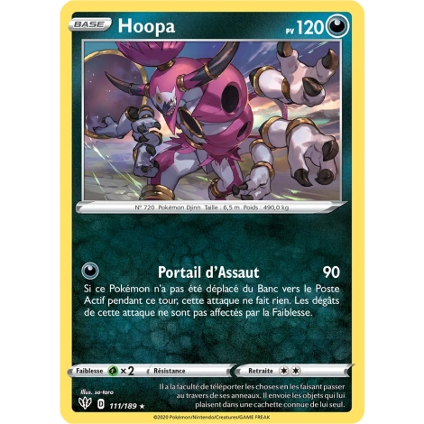 Hoopa carte Holographique rare Épée et Bouclier Ténèbres Embrasées