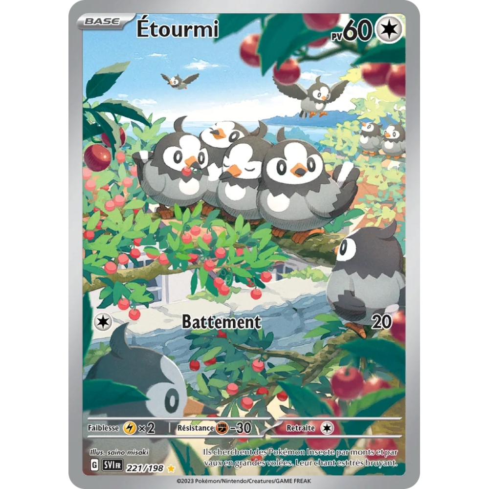 Carte Étourmi - Illustration rare de Pokémon Écarlate et Violet 221/198