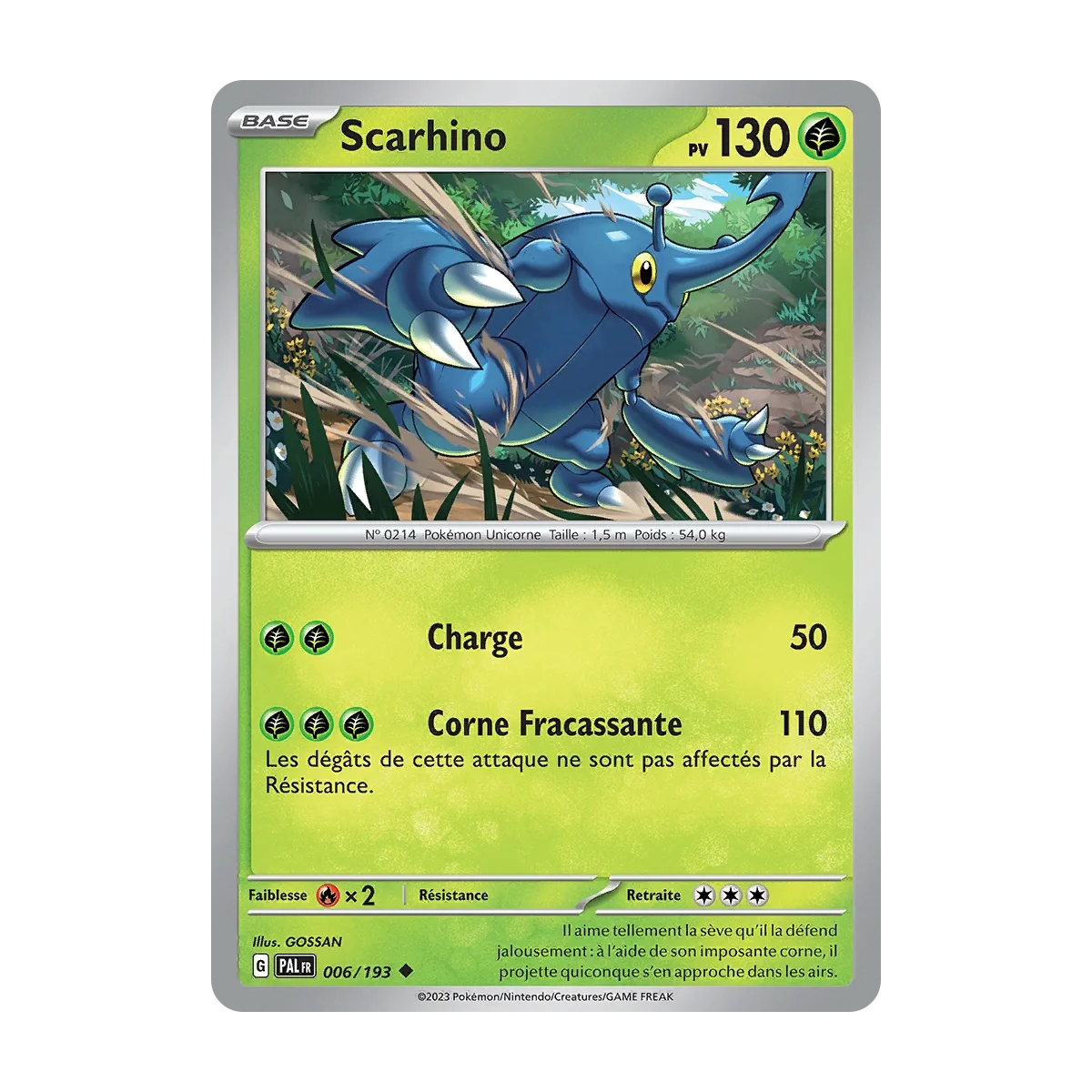 Scarhino 006/193 : Joyau Peu commune (Brillante) de l'extension Pokémon Écarlate et Violet Évolutions à Paldea