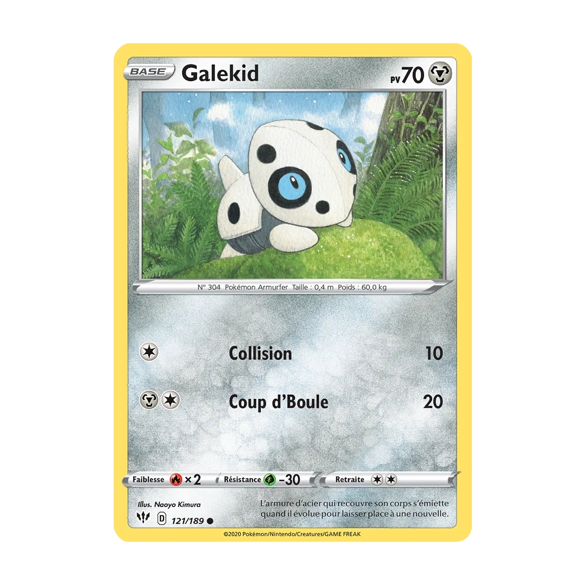 Galekid 121/189 : Joyau Commune (Brillante) de l'extension Pokémon Épée et Bouclier Ténèbres Embrasées