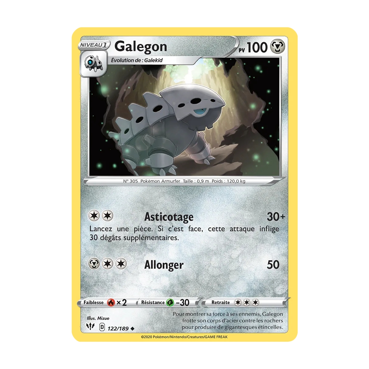 Galegon 122/189 : Joyau Peu commune (Brillante) de l'extension Pokémon Épée et Bouclier Ténèbres Embrasées