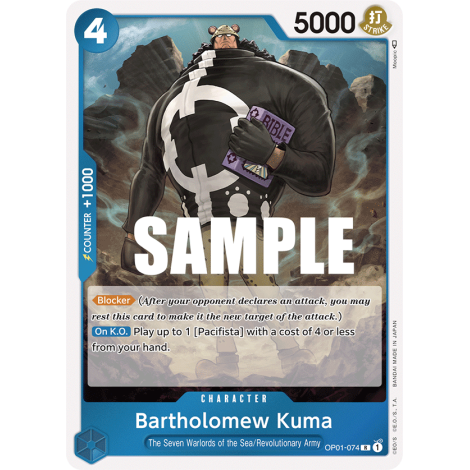 Bartholomew Kuma: Carte One Piece ROMANCE DAWN [OP01] N°OP01-074