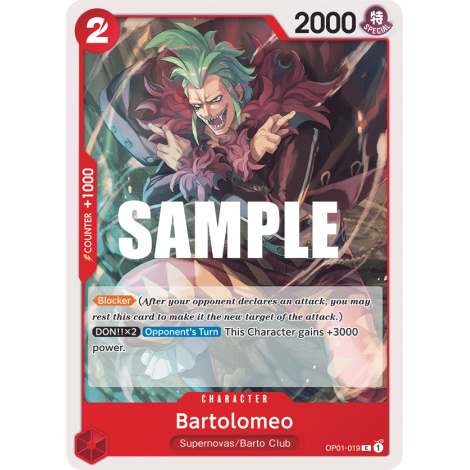 Bartolomeo: Carte One Piece ROMANCE DAWN [OP01] N°OP01-019