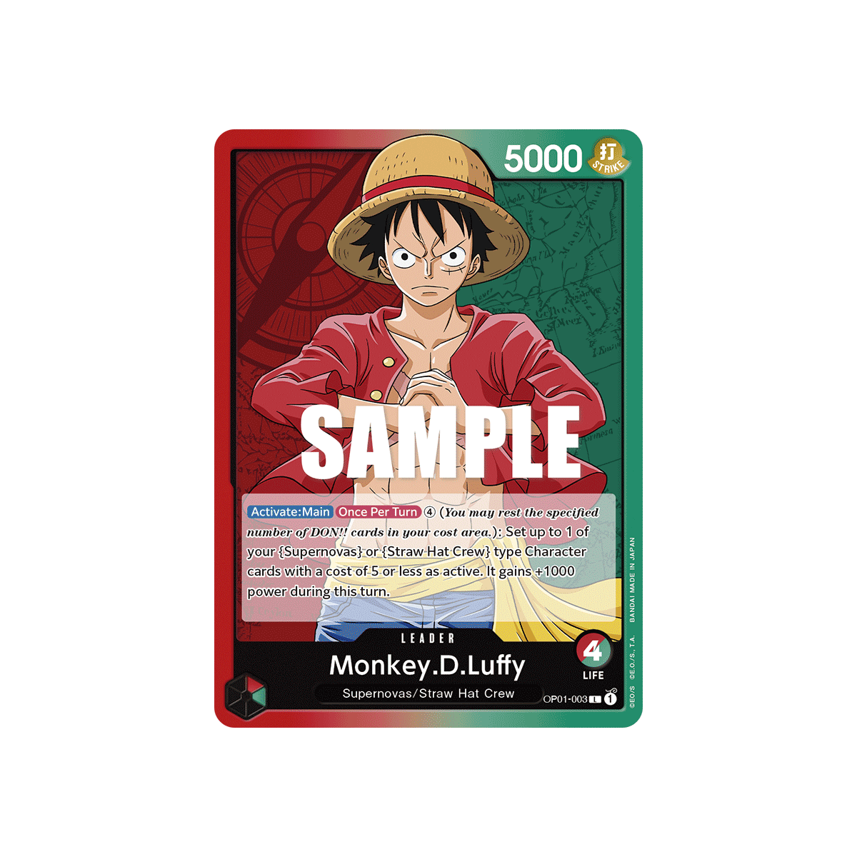 Monkey.D.Luffy: Carte One Piece ROMANCE DAWN [OP01] N°OP01-003